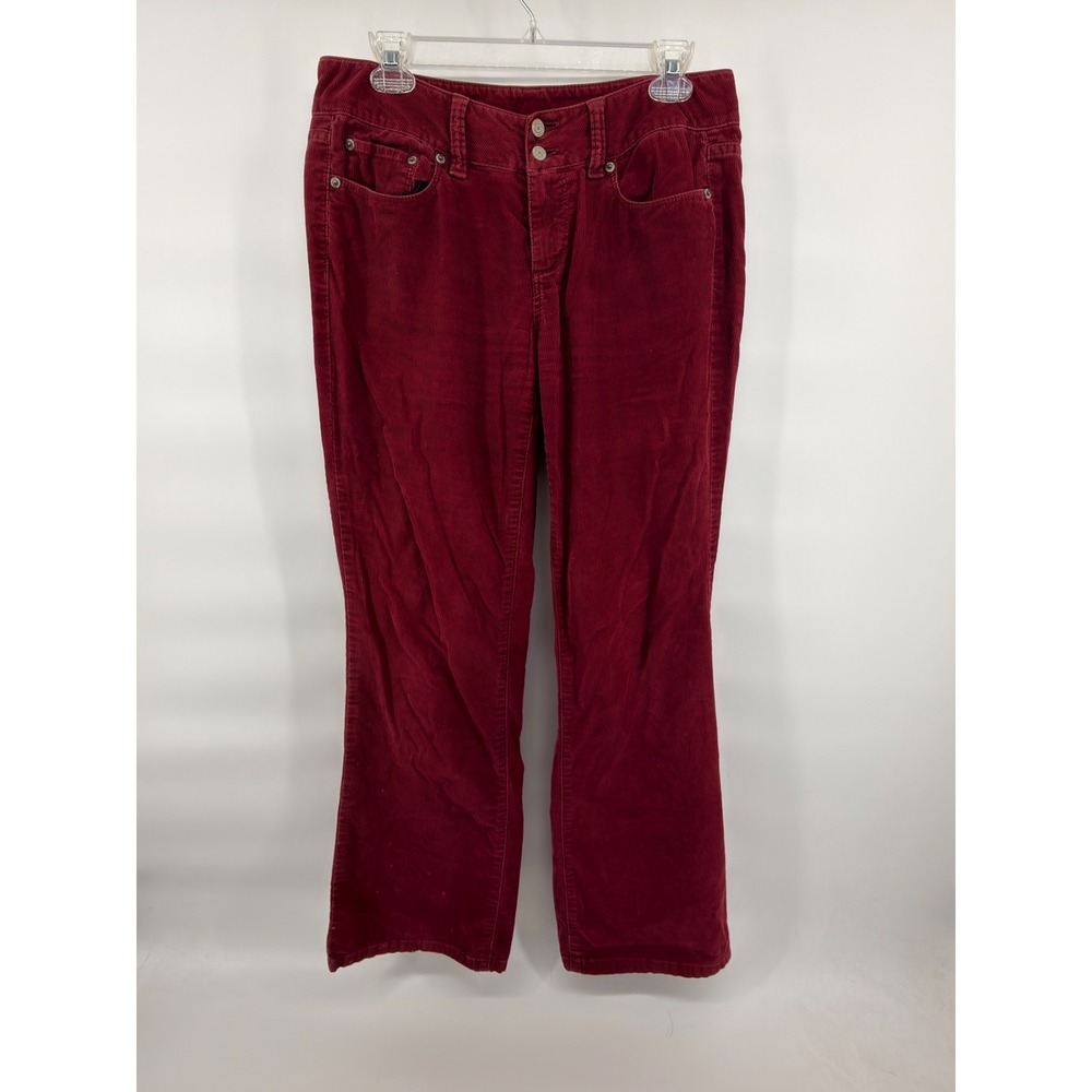 London Jean Corduroy‎ Pants Womens 6 Maroon Red Low Rise Bootcut Flare Vintage